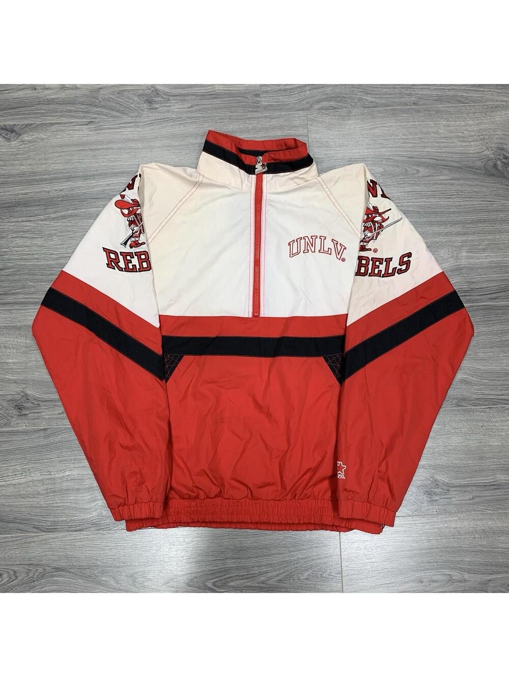 Vintage 90S Starter Unlv Rebels Windbreaker Jacket Large RARE MENS QUARTER ZIP